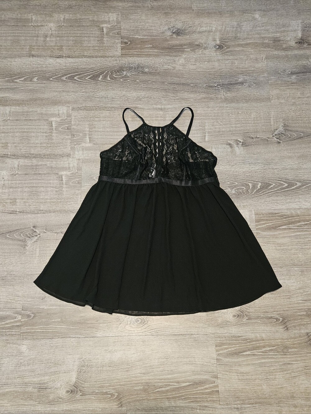 Torrid Curve Black Floral Lace Babydoll Halter Flowy Mesh Top Whimsigoth 2X Plus - Picture 9 of 14